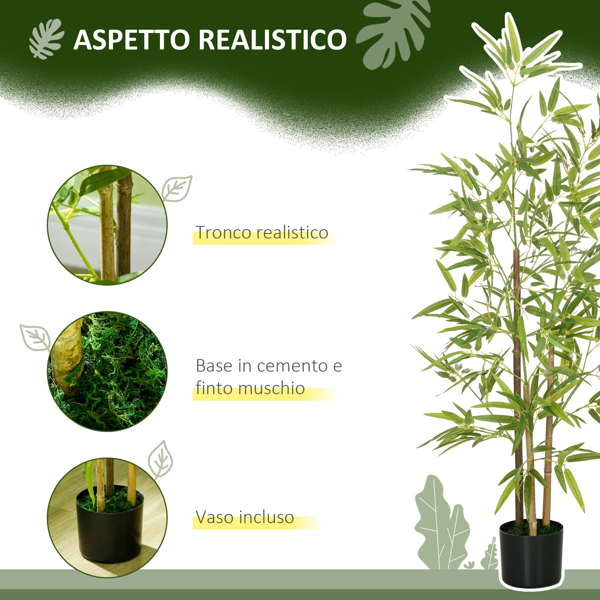 EasyComfort Bamboe kunstplant 120 cm met pot