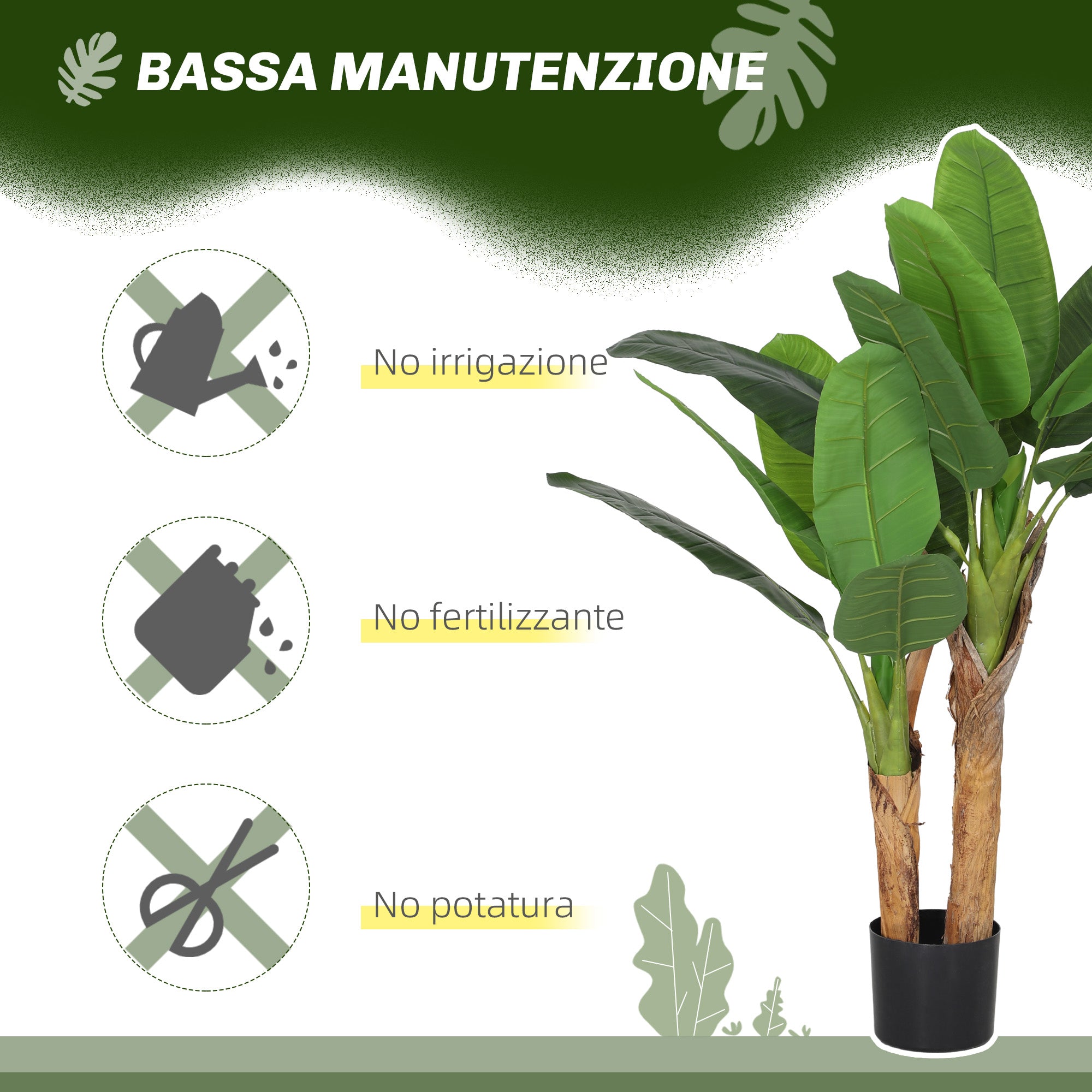 EasyComfort kunstbananenboom 120 cm inclusief pot