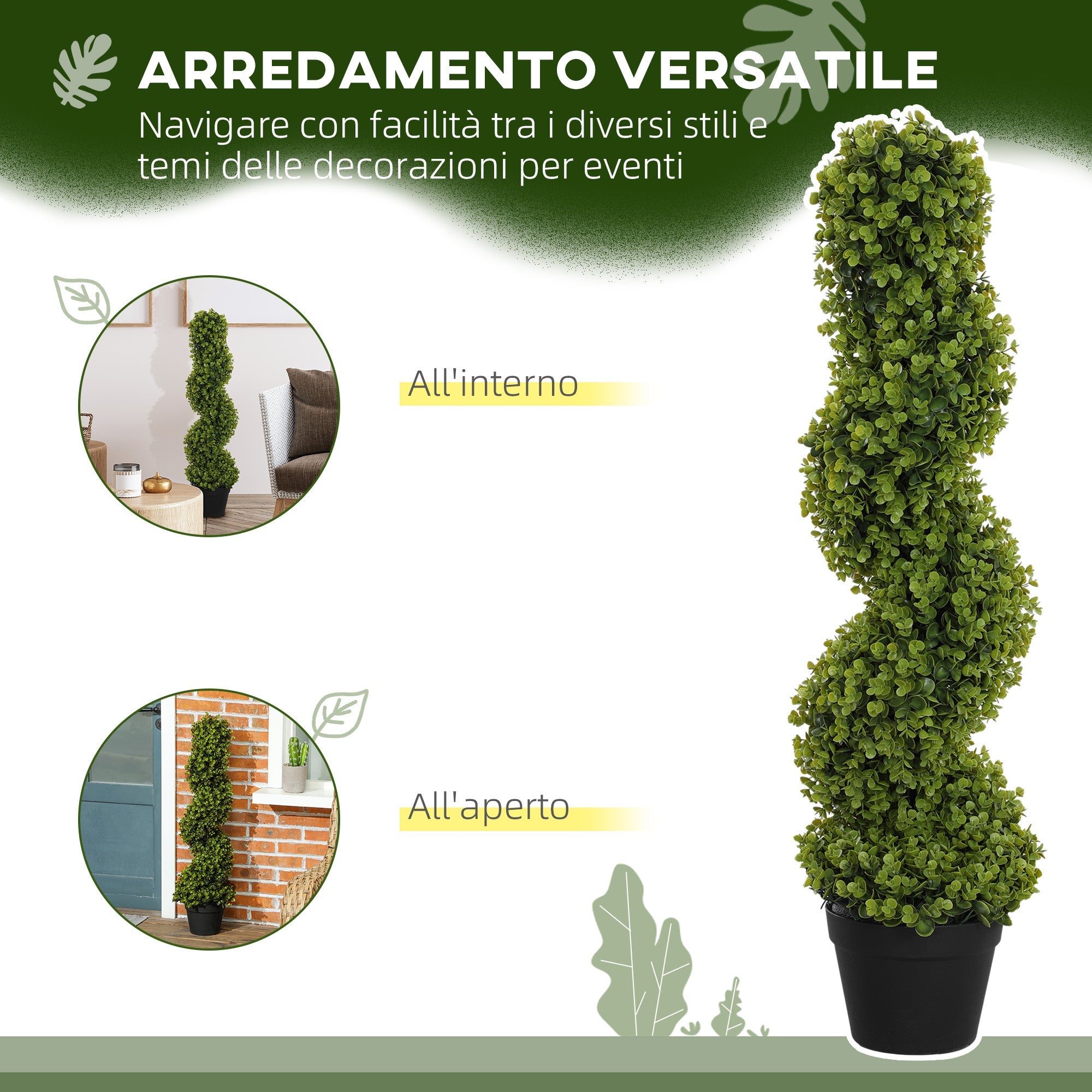 EasyComfort Kunstplant Eucalyptus spiraal 90 cm met pot