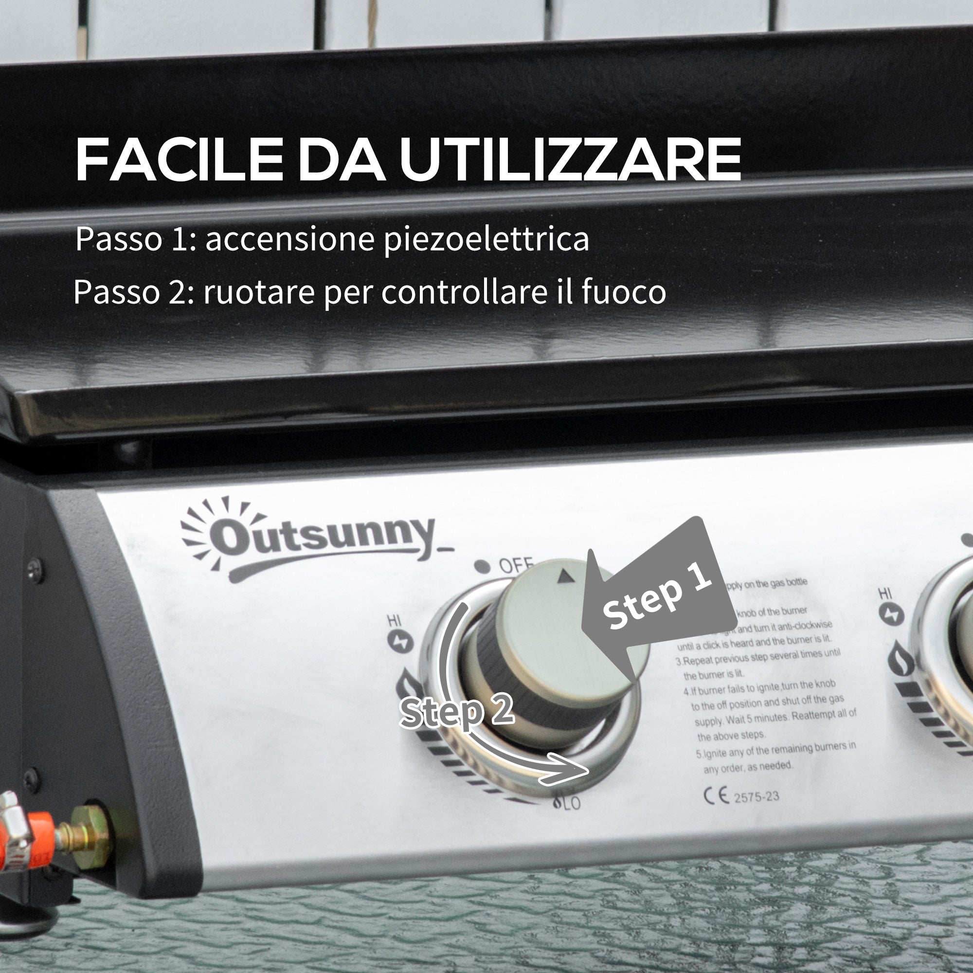 EasyComfort Piastra Barbecue a Gas Antiaderente da Tavolo with 3 Bruciatori da 3kW, 62x46x21cm, black