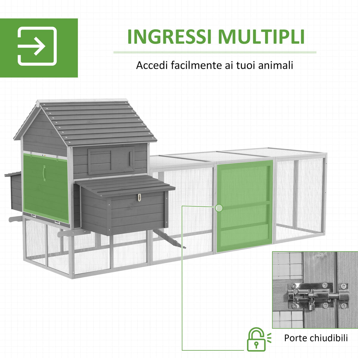 EasyComfort Tuinkippenhok prefab 310.5x149.5x149 cm, grijs