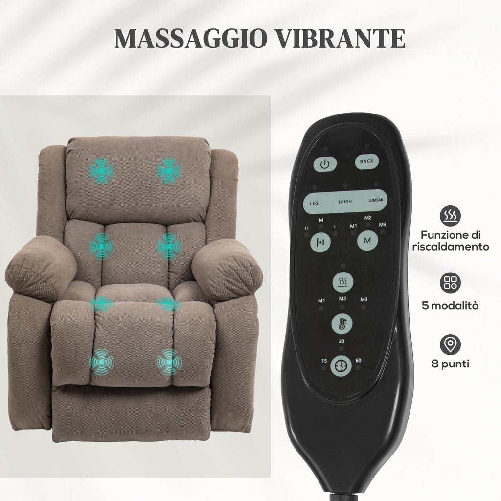 EasyComfort Relaxfauteuil met massage en heffunctie, lichtbruin