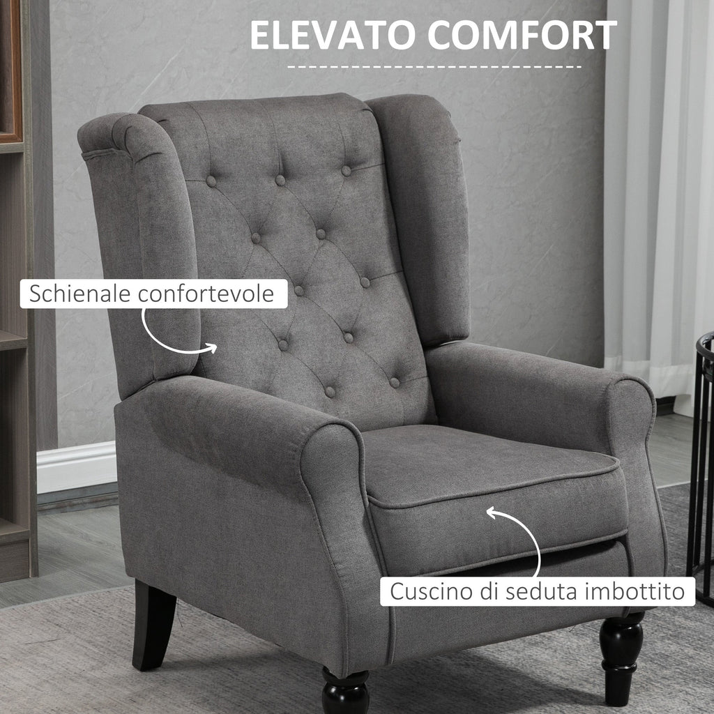 EasyComfort Franse-stijl fauteuil 74x86x102 cm, grijs