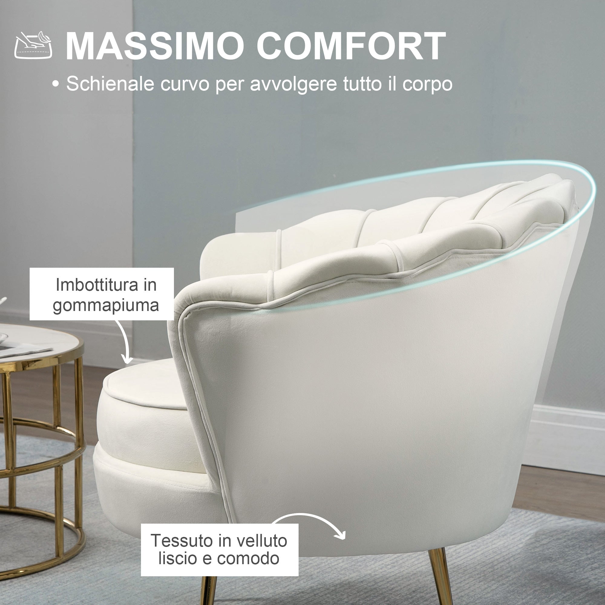 EasyComfort Vintage fauteuil fluweel 79x77x77 cm