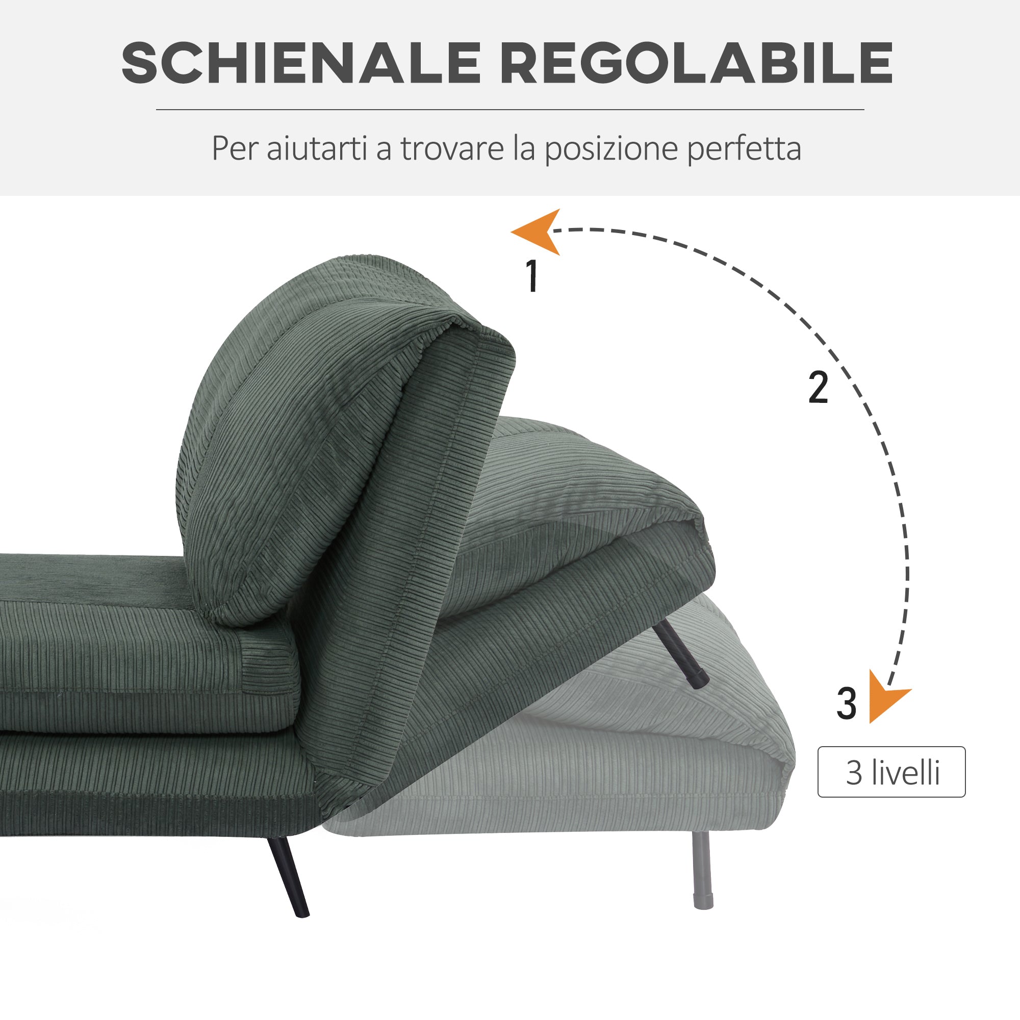 EasyComfort Fauteuilbed 1-persoons, 2-in-1, 3-standen rugleuning