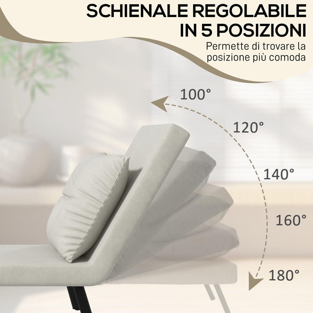 EasyComfort Poltrona Letto 3 in 1 with Schienale Reclinabile e Cuscino, in Tessuto Effetto Velluto, 63x73x81 cm, Crema