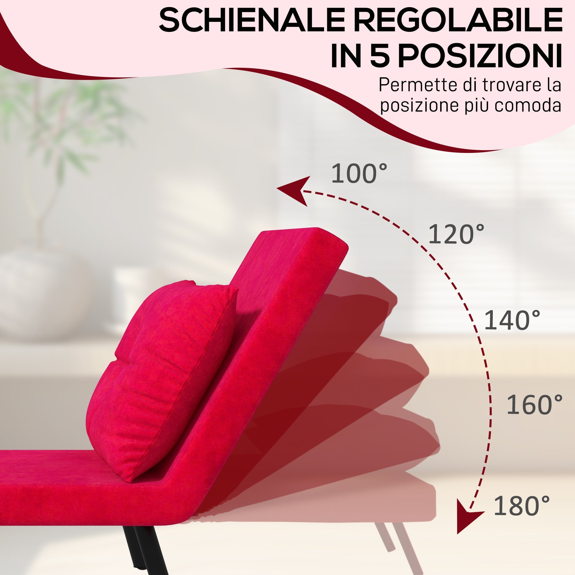 EasyComfort 3-in-1 slaapfauteuil met verstelbare rug 63x73x81 cm rood