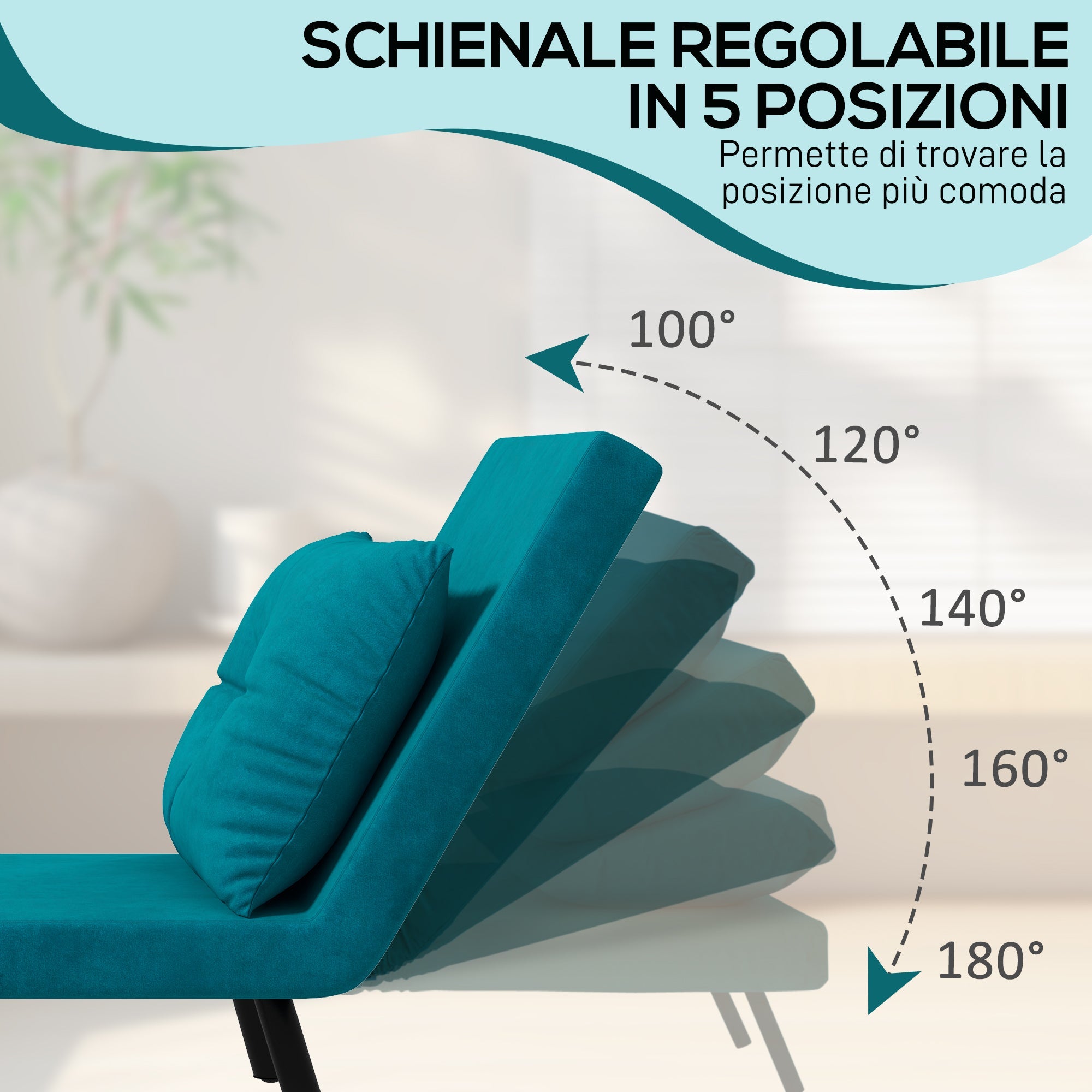 EasyComfort Poltrona Letto 3 in 1 slaapfauteuil, 5 posities, 63x73x81 cm