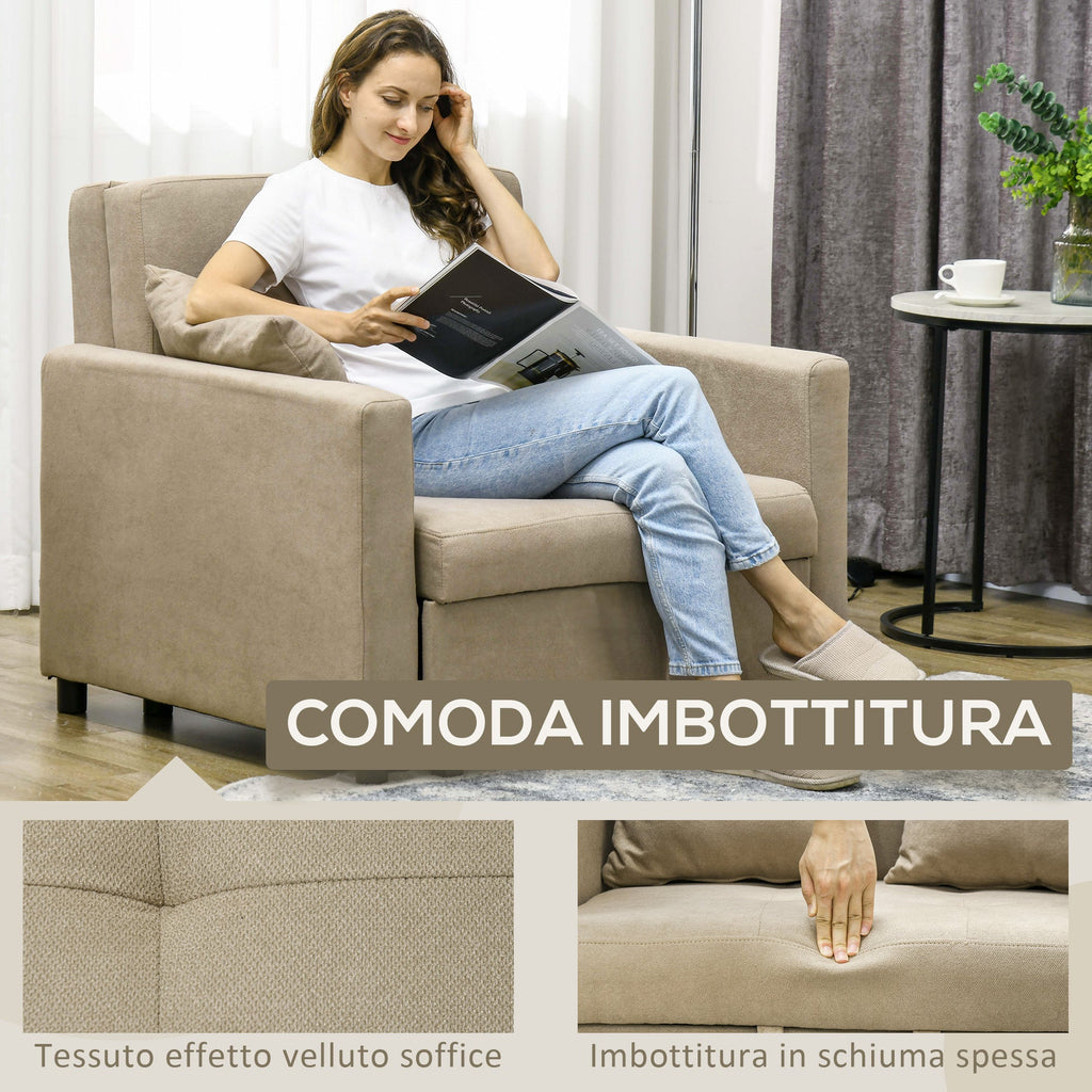 EasyComfort Fauteuilbed fluweellook lichtbruin 100x98x88 cm
