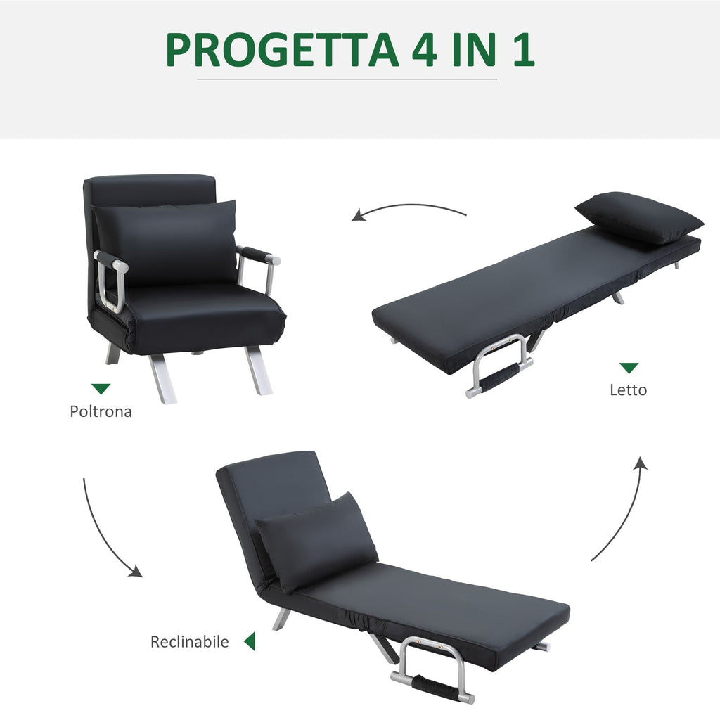 EasyComfort Poltrona Letto Moderna 2 in 1 fauteuilbed zwart