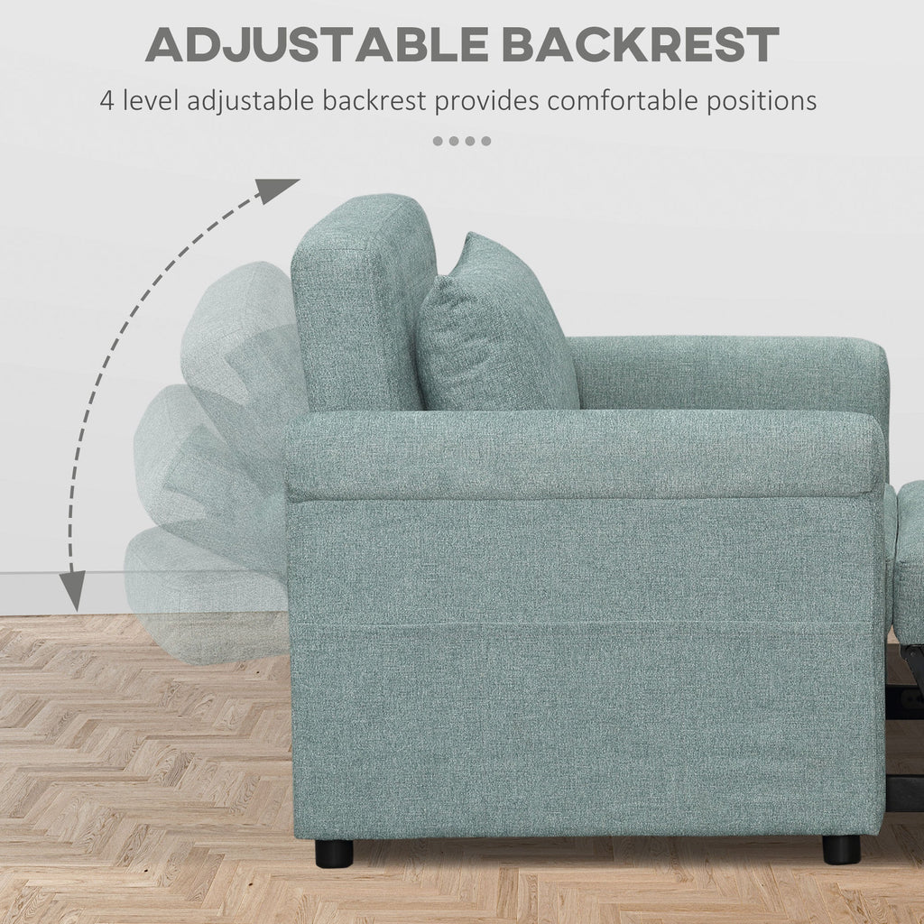 Easycomfort Poltrona Letto Singolo Salvaspazio Reclinabile su 4 Livelli with Seduta Imbottita, 96x84.5x87.5cm, Verde