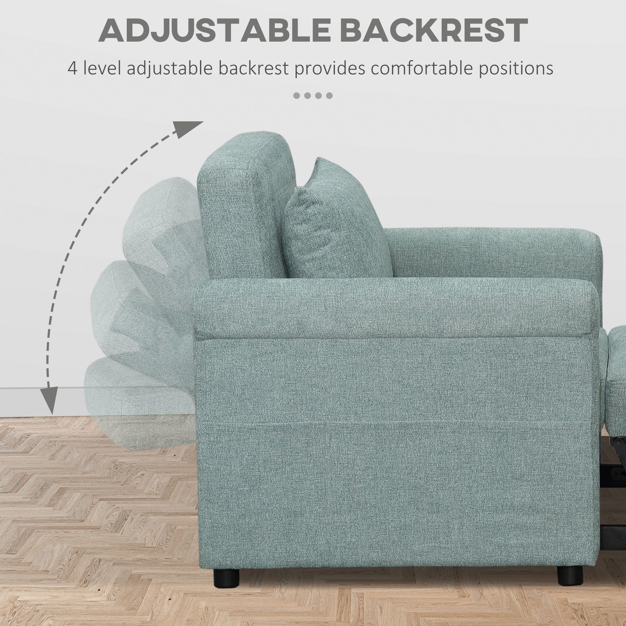 Easycomfort Poltrona Letto Singolo Salvaspazio Reclinabile su 4 Livelli with Seduta Imbottita, 96x84.5x87.5cm, Verde