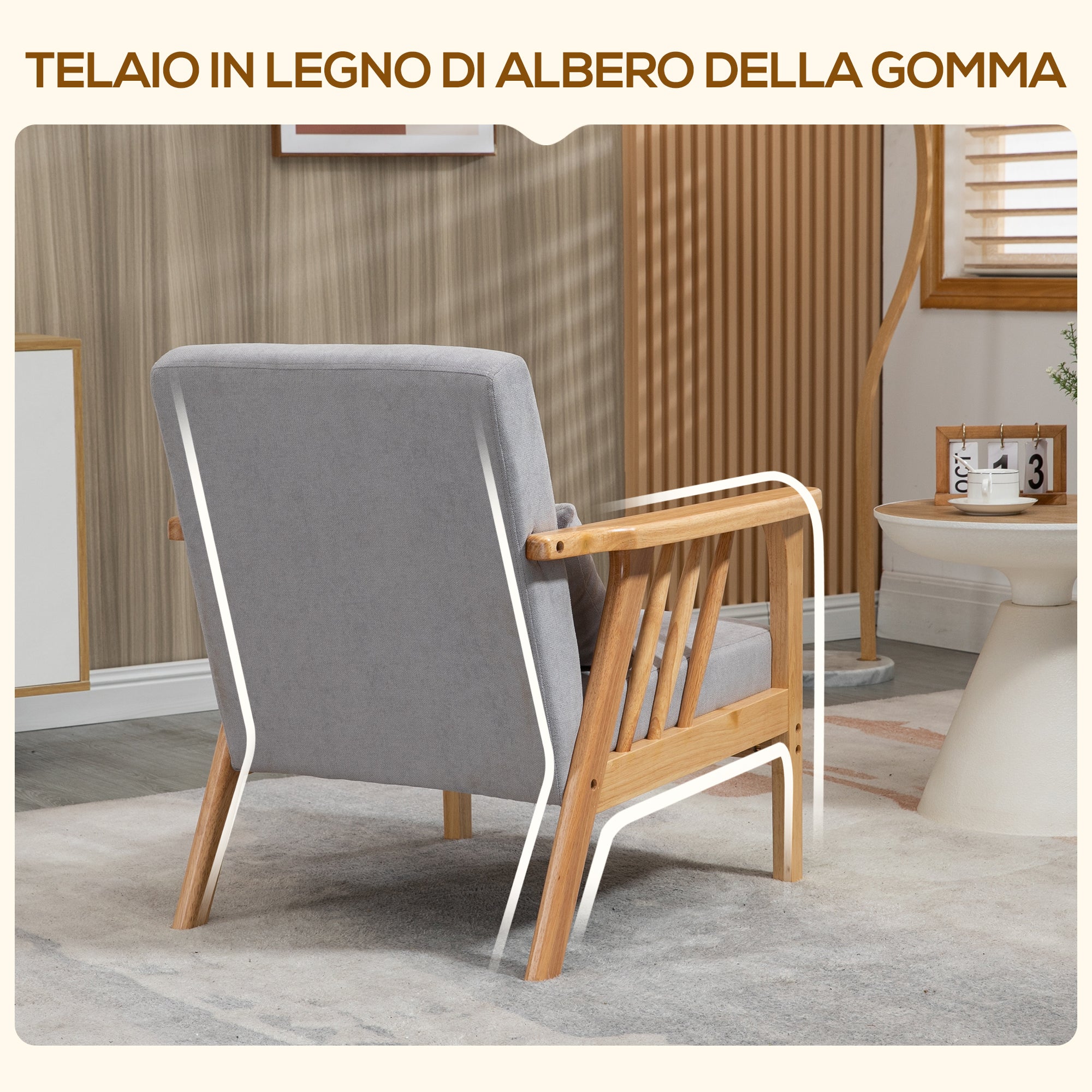 EasyComfort Poltrona Moderna - Moderne fauteuil, 68x75x78 cm, grijs