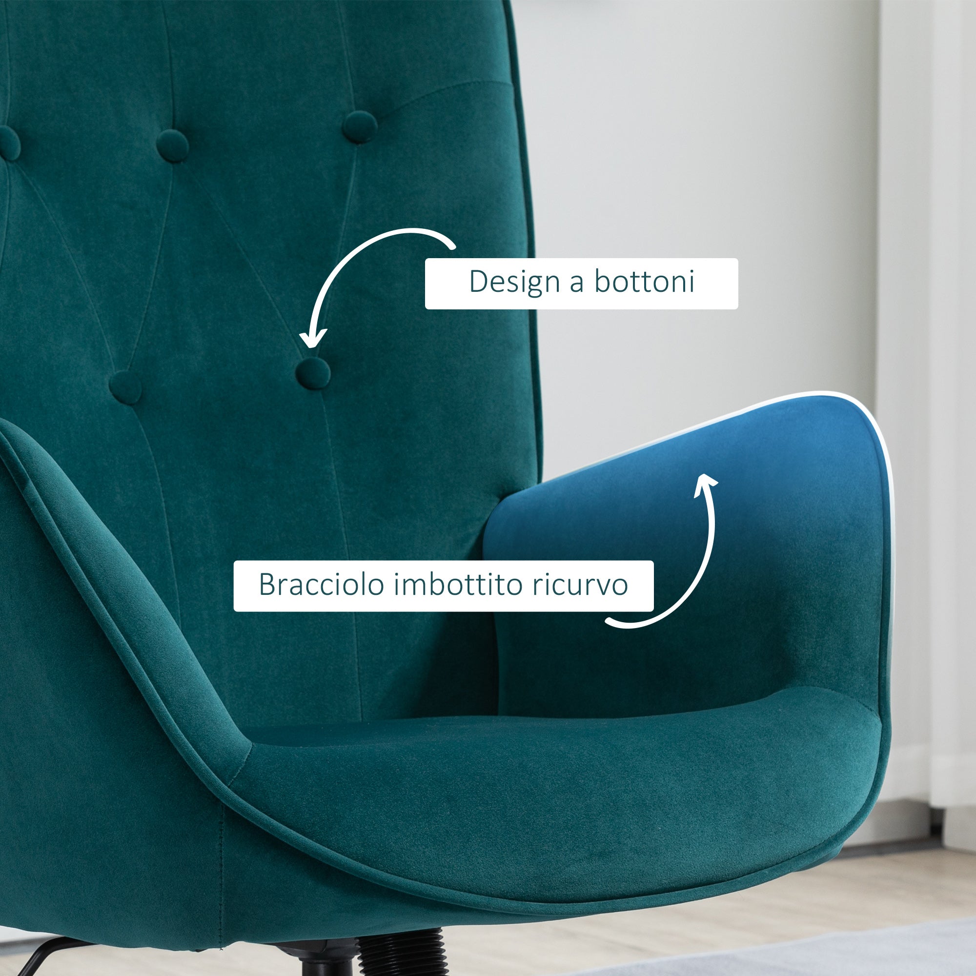 EasyComfort draaifauteuil fluweel, verstelbare hoogte, blauw