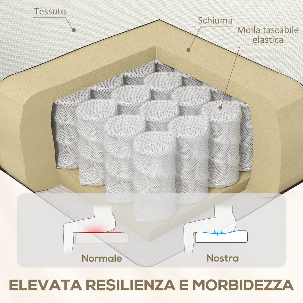 EasyComfort Poltrona Reclinabile Manualmente a 60° Extra Imbottita in Tessuto with Poggiapiedi, Crema