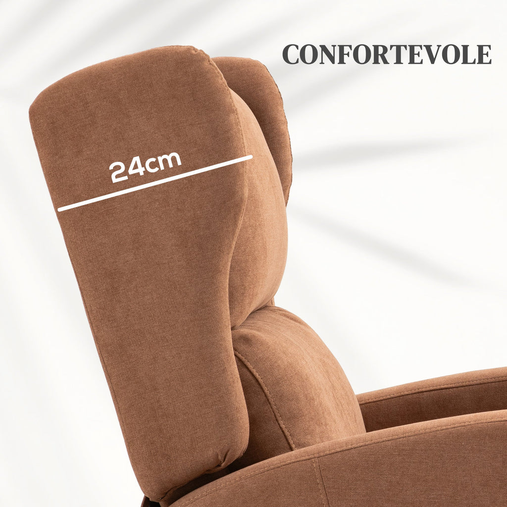 EasyComfort Relax opsta-fauteuil, fluweel, rugleuning 160°, donkerbruin
