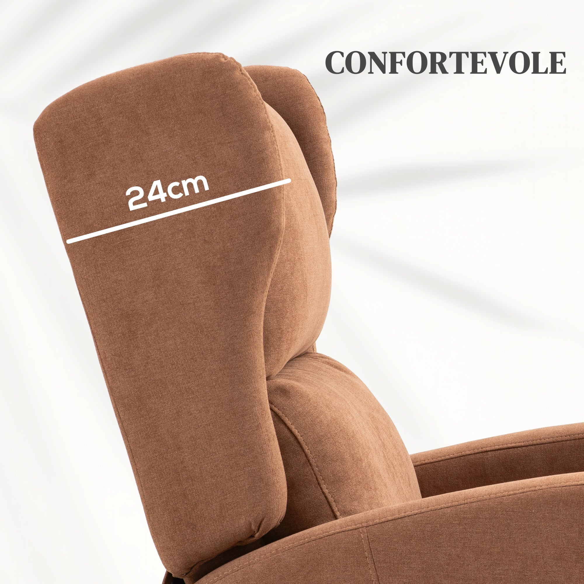 EasyComfort Relax opsta-fauteuil, fluweel, rugleuning 160°, donkerbruin