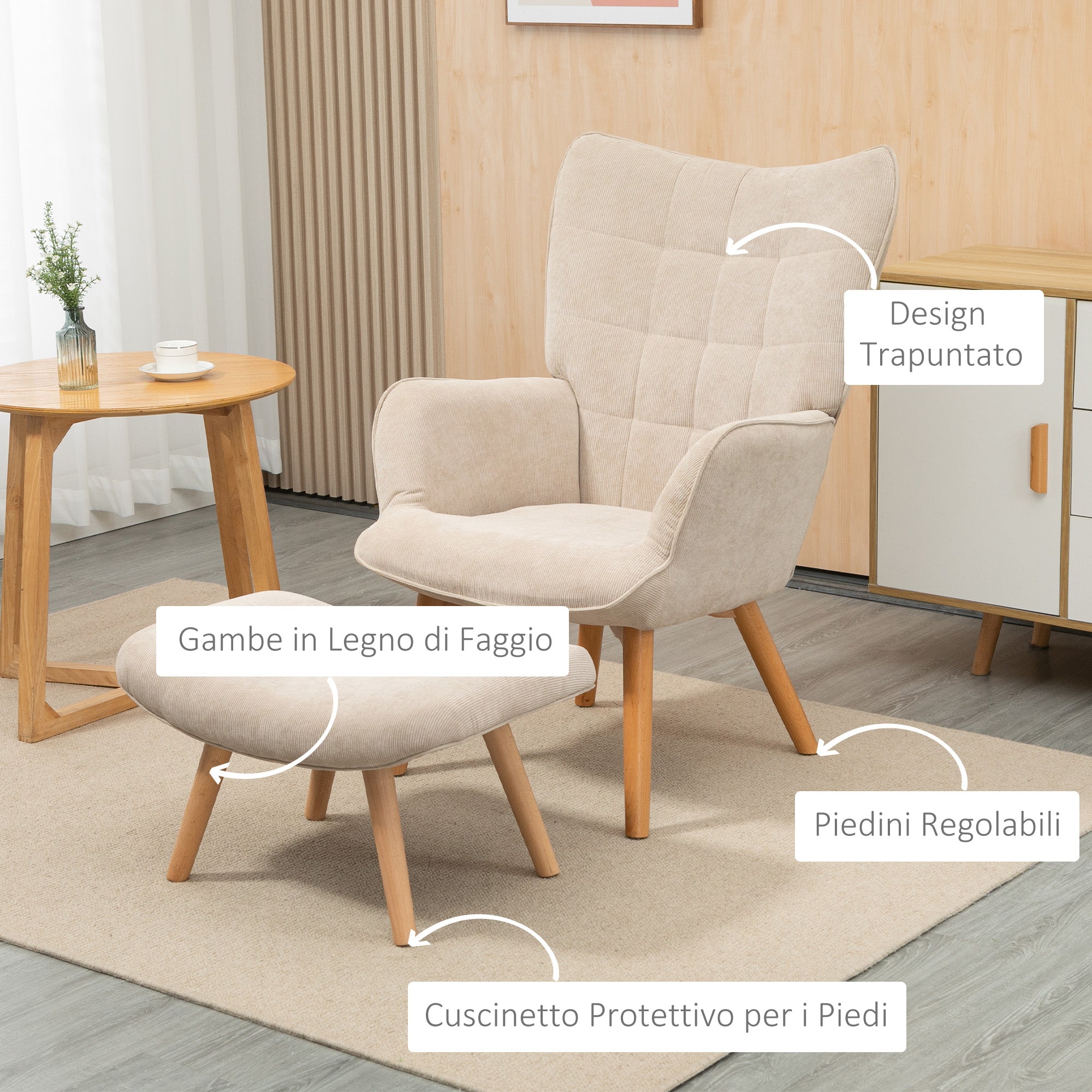 EasyComfort Poltrona Relax relaxfauteuil met poef, beige