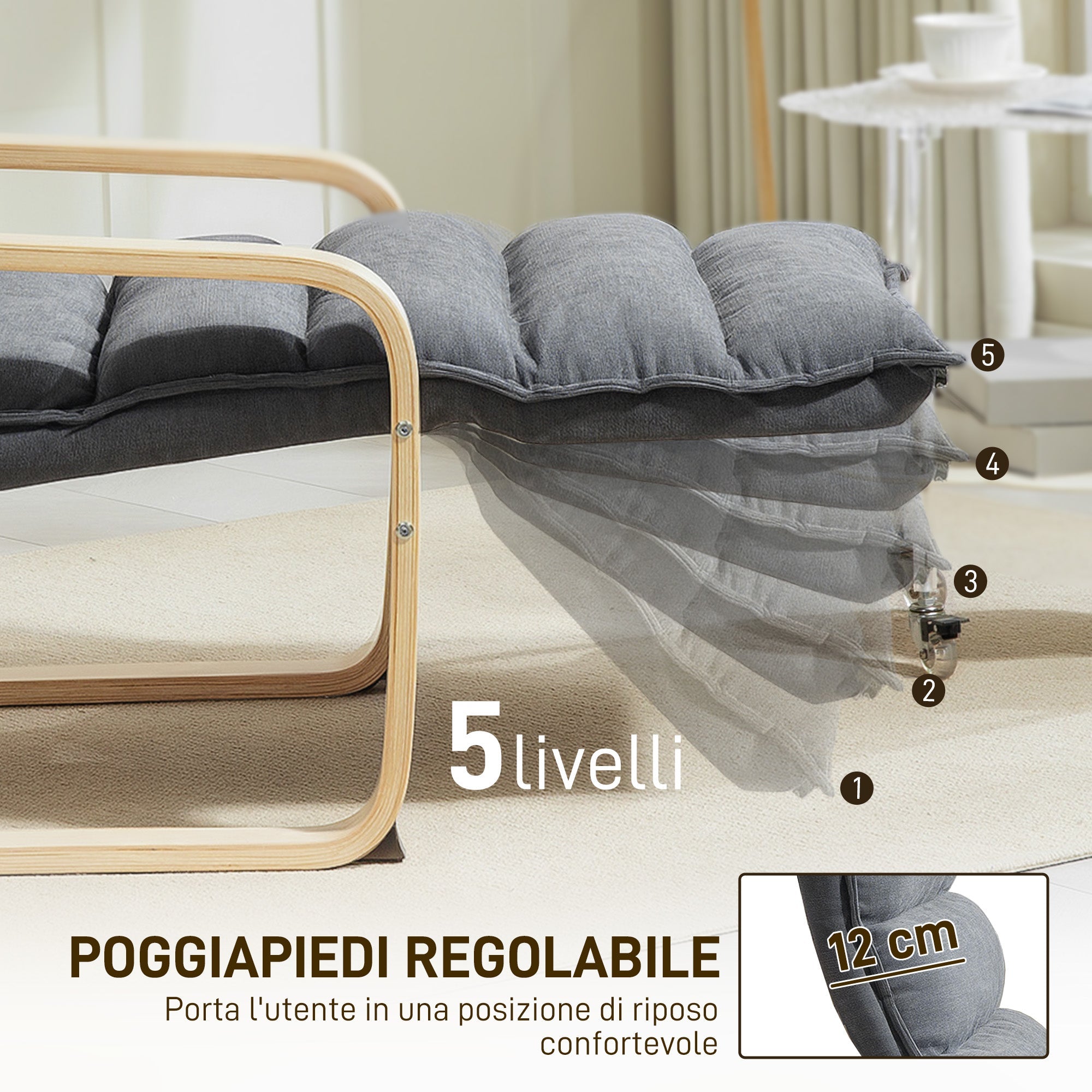 EasyComfort Poltrona Relax in Legno fauteuil, donkergrijs