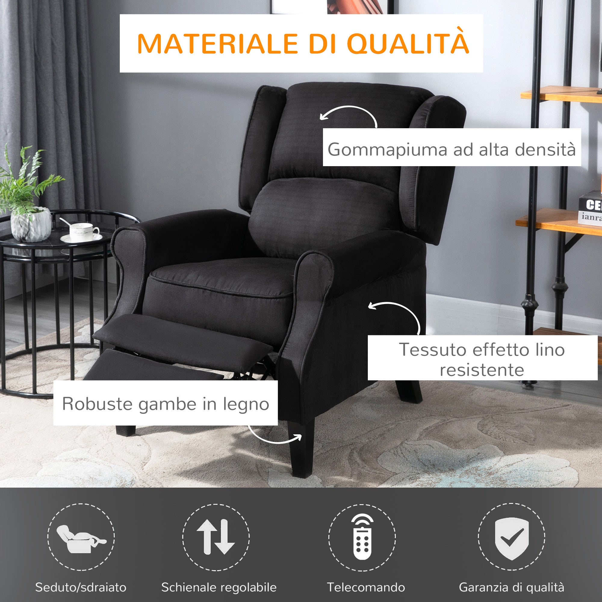 EasyComfort Relax-massagefauteuil met afstandsbediening 78x83x101 cm zwart