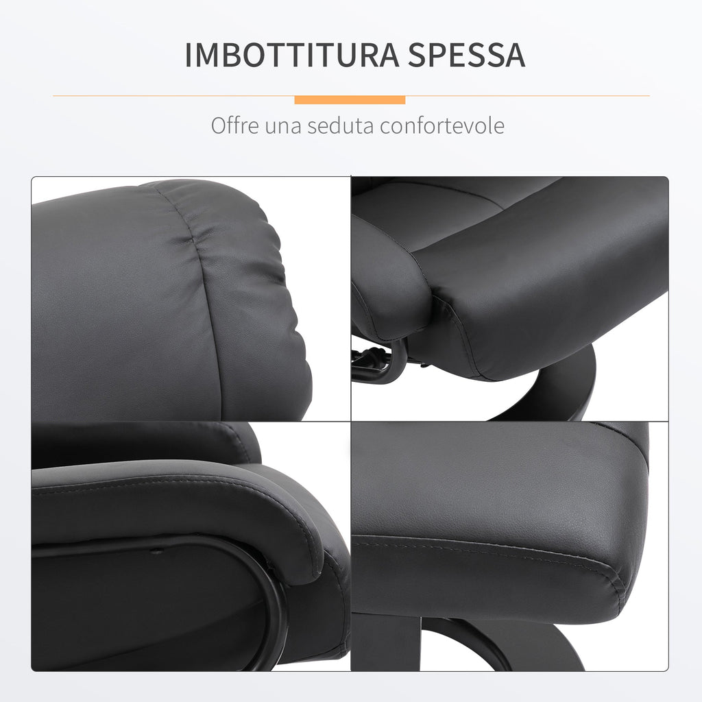 EasyComfort Relaxfauteuil met massage, voetenbank en afstandsbediening, 76x80x102 cm zwart