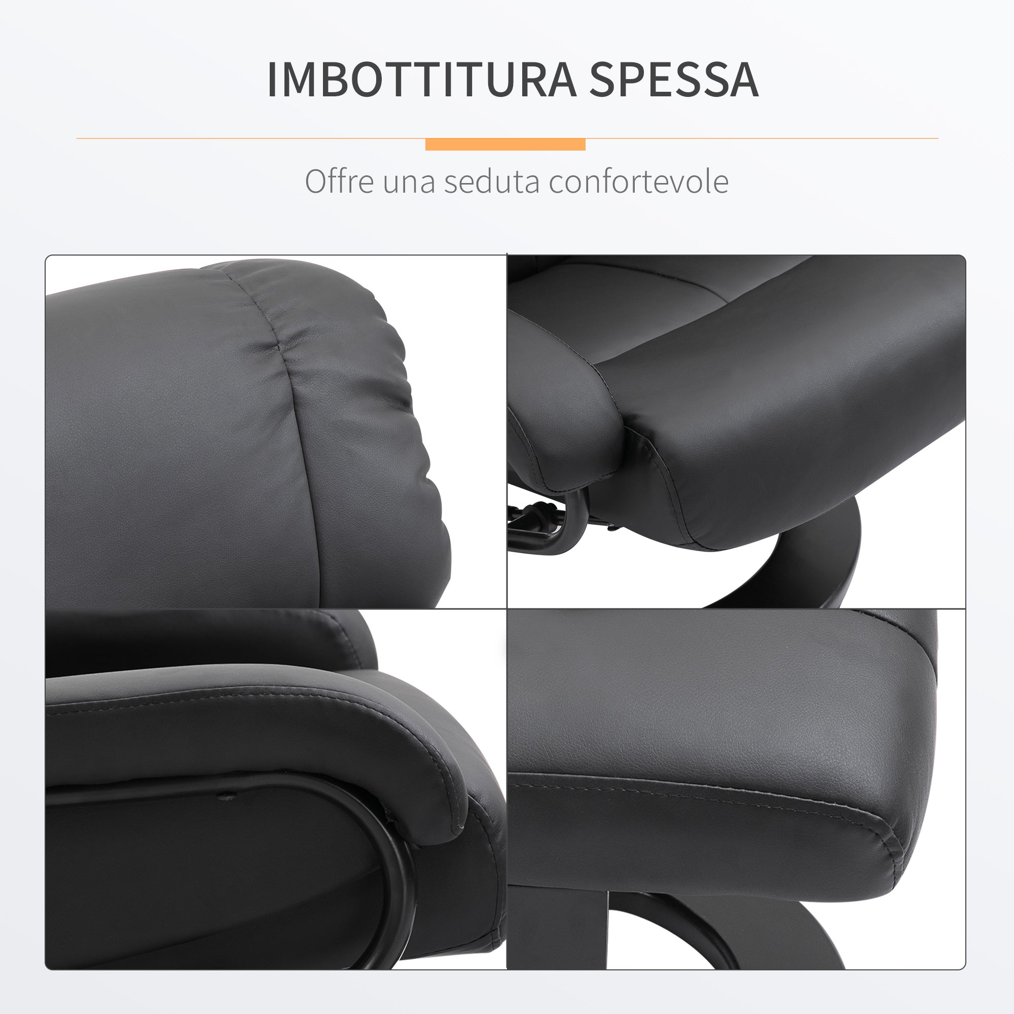 EasyComfort Relaxfauteuil met massage, voetenbank en afstandsbediening, 76x80x102 cm zwart