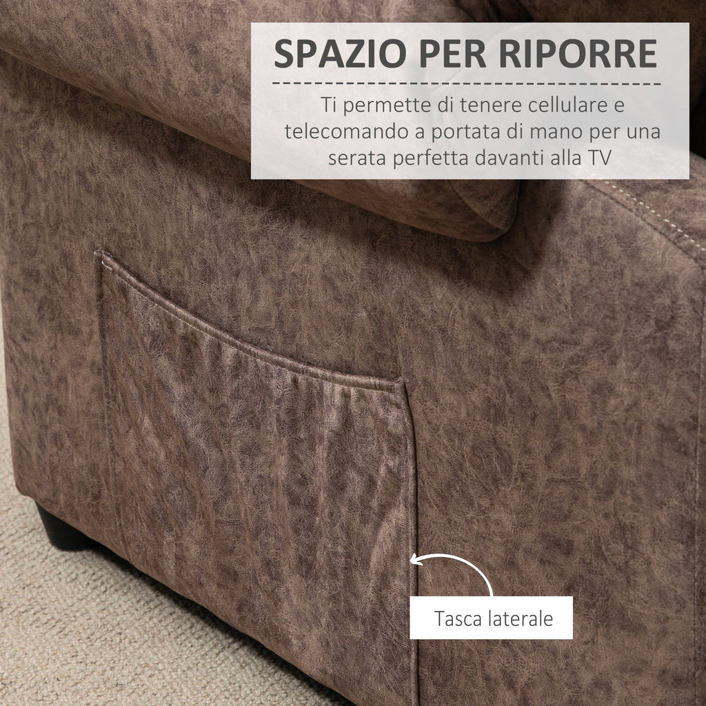 Easycomfort Poltrona Relax Reclinabile Manualmente in Tessuto with Imbottitura Extra, Marrone