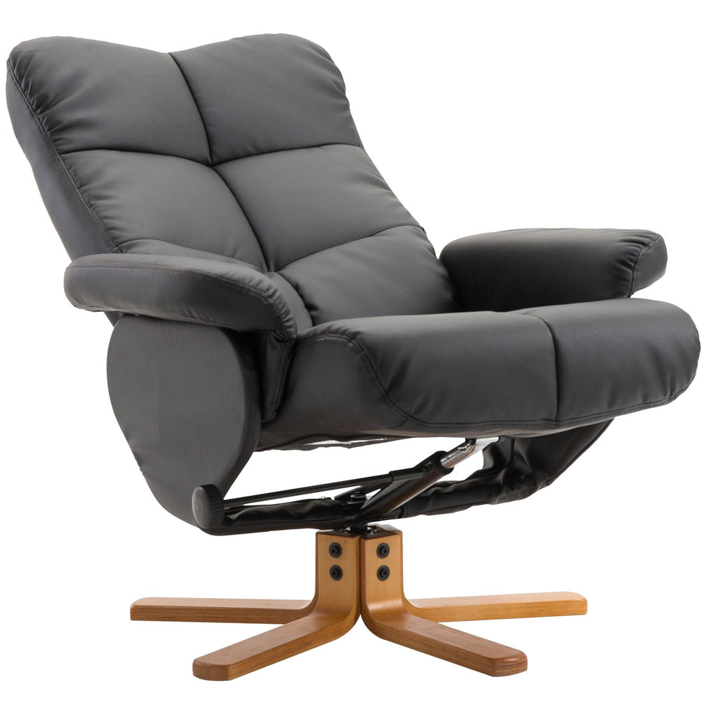 Easycomfort Poltrona Sedia Relax Reclinabile with Poggiapiedi in Pelle PU black