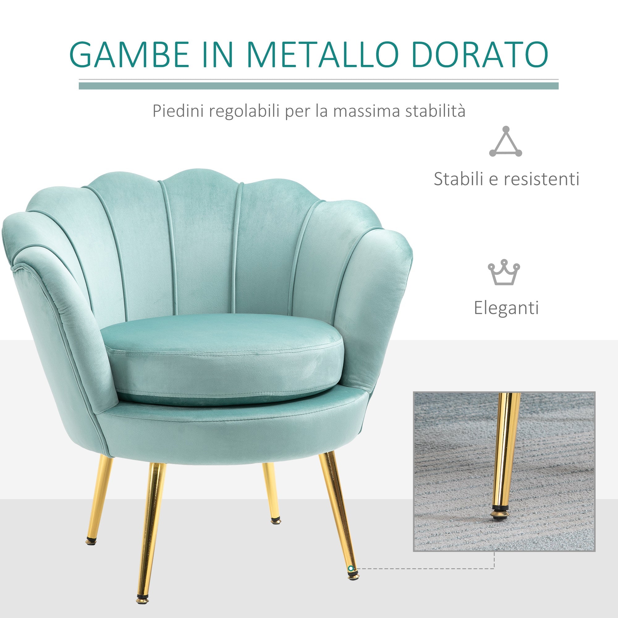 EasyComfort Vintage fauteuil velours groen 76x67x74 cm