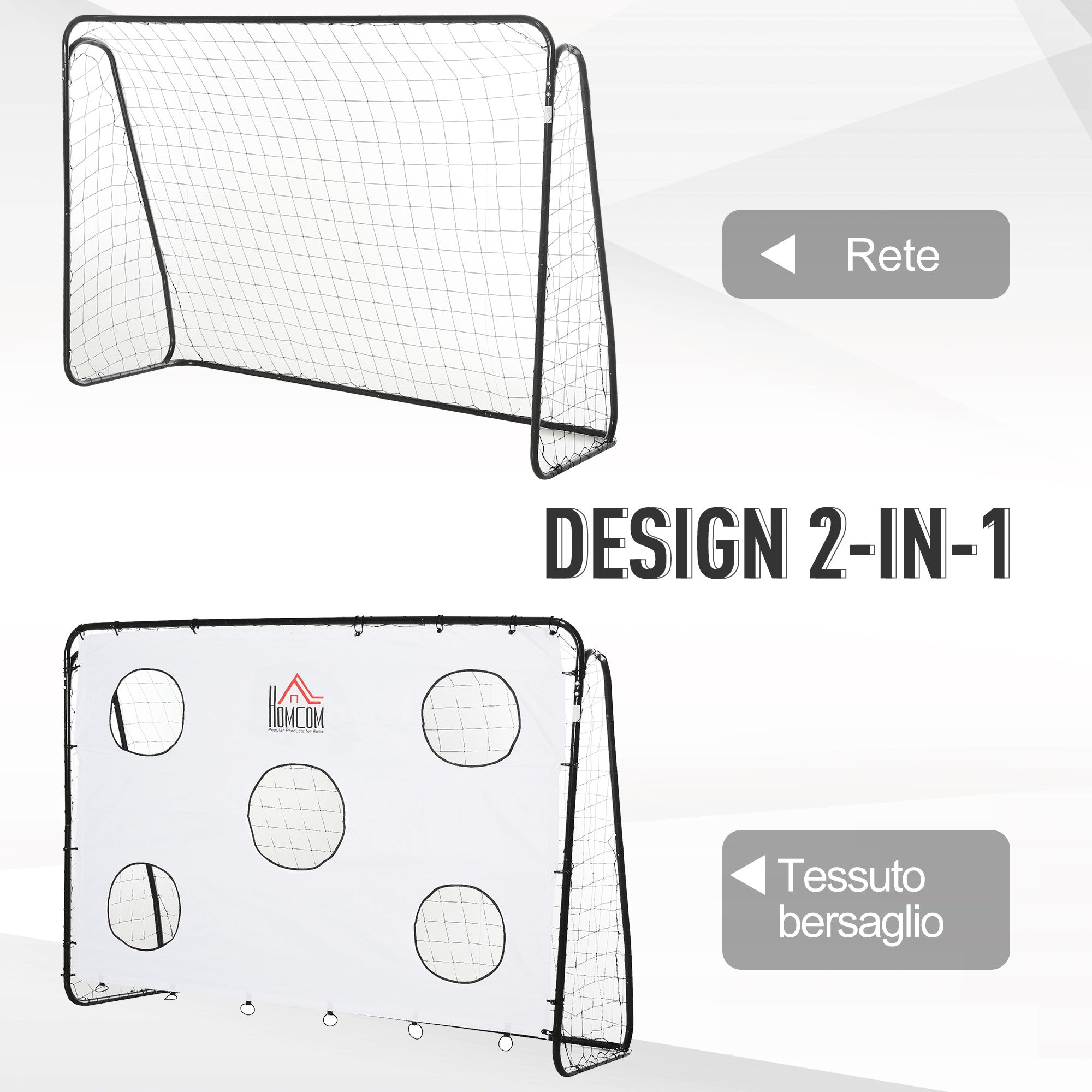 Easycomfort Porta da Calcio per Bambini e Adulti with Rete in PE, in Metallo e Oxford, white e black, 240x88x171.5cm