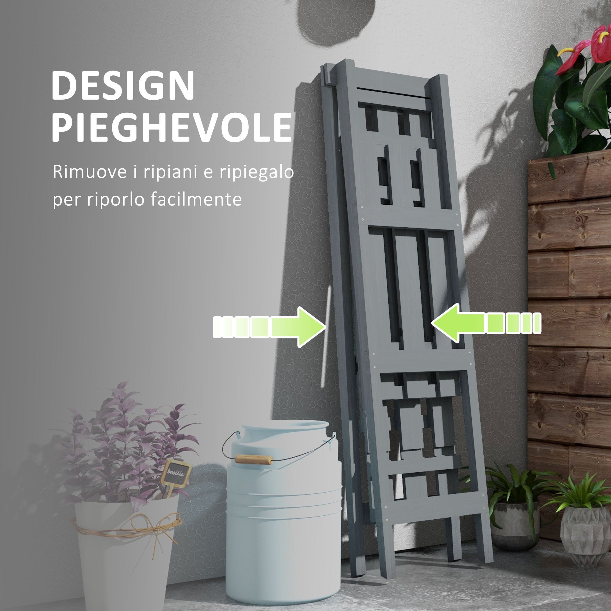 EasyComfort 3-laags plantenrek van vurenhout 100x36x112 cm