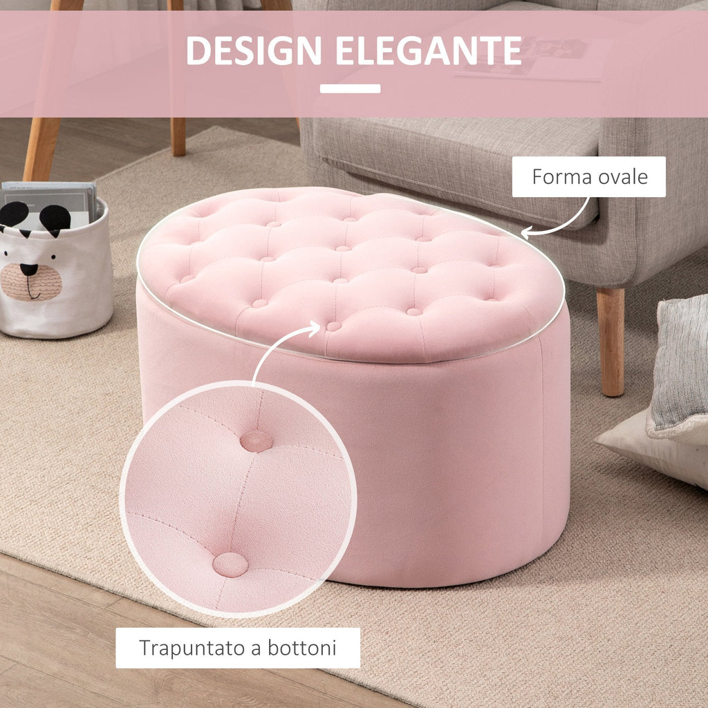 EasyComfort Poef Opbergpoef Ovaal 71x52x42 cm Roze