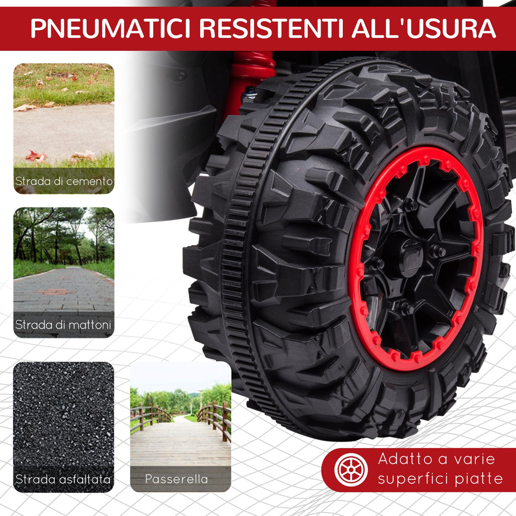 Easycomfort Quad Elettrico per Bambini 12V, 2 Velocità, Ruote Larghe with Sospensioni e Fari LED, Età 3-5 Anni, Rosso