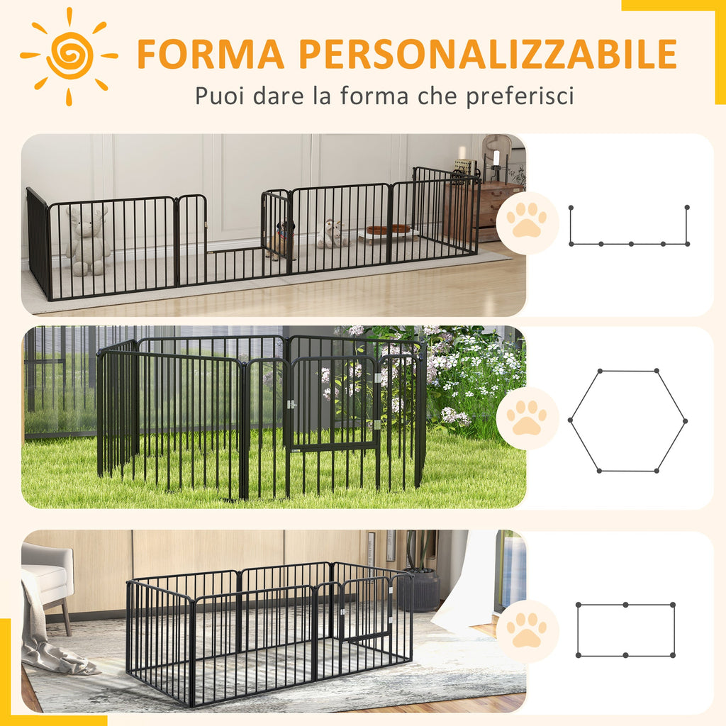 EasyComfort Hondenren 6-panelen, staal 164x83x60 cm