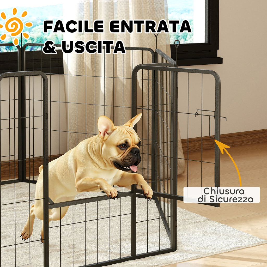 EasyComfort 6-panel hondenren vouwbaar staal 80 cm