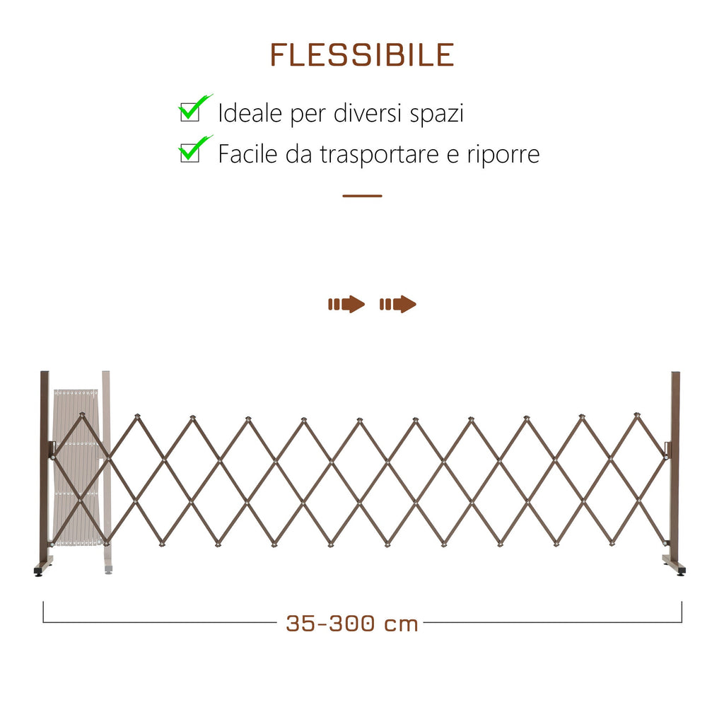 EasyComfort Recinzione per Giardino a Larghezza Regolabile, in Metallo e Alluminio, 300x31x103.5 cm, Marrone Scuro