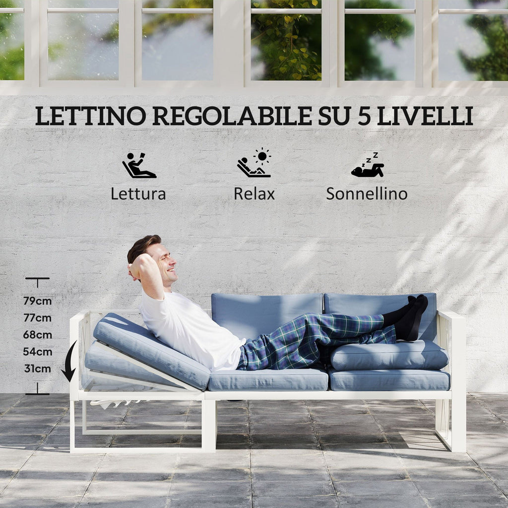 EasyComfort Salotto da Giardino Angolare hoekloungeset met verstelbare fauteuil