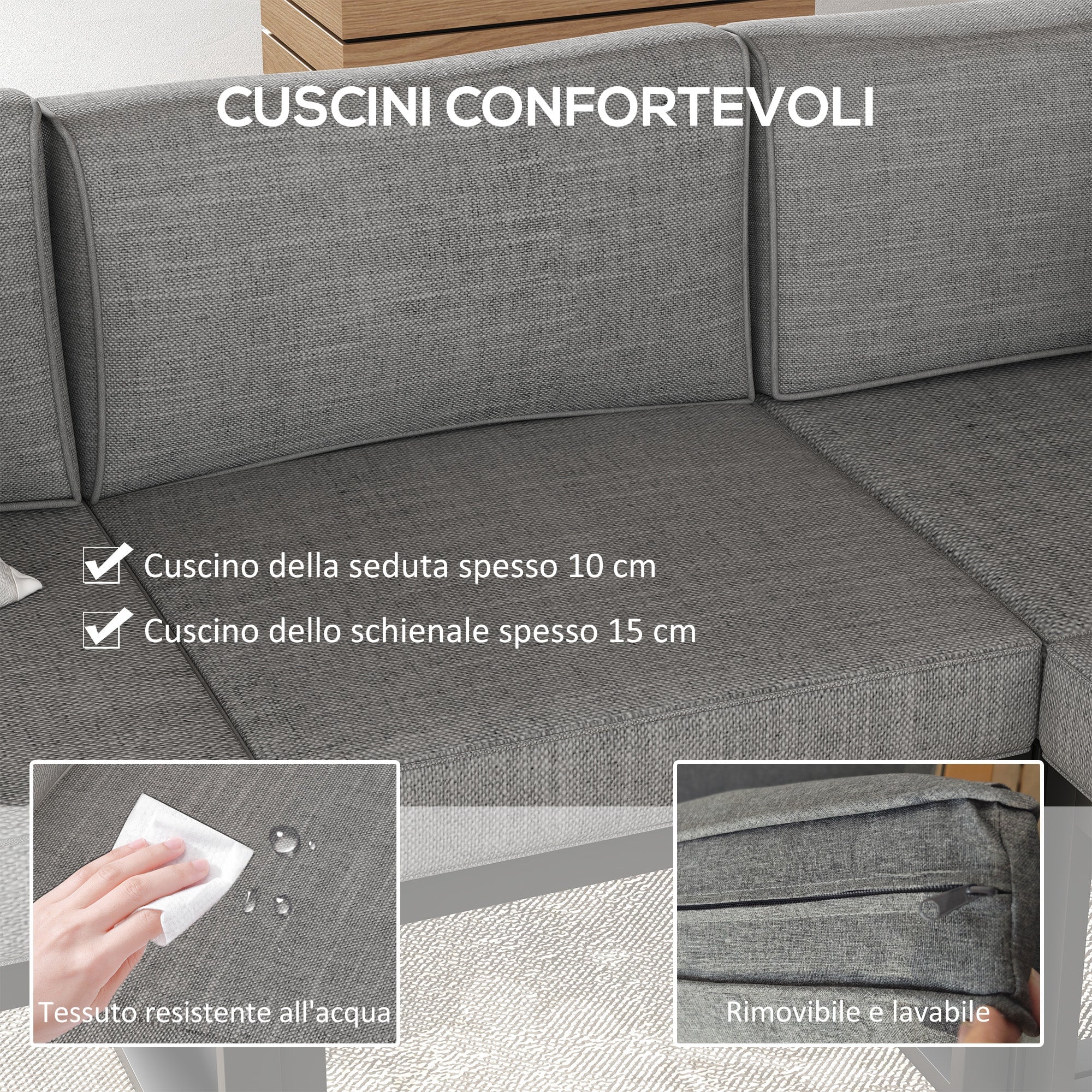 EasyComfort Loungeset 6-delig aluminium met kussens, grijs