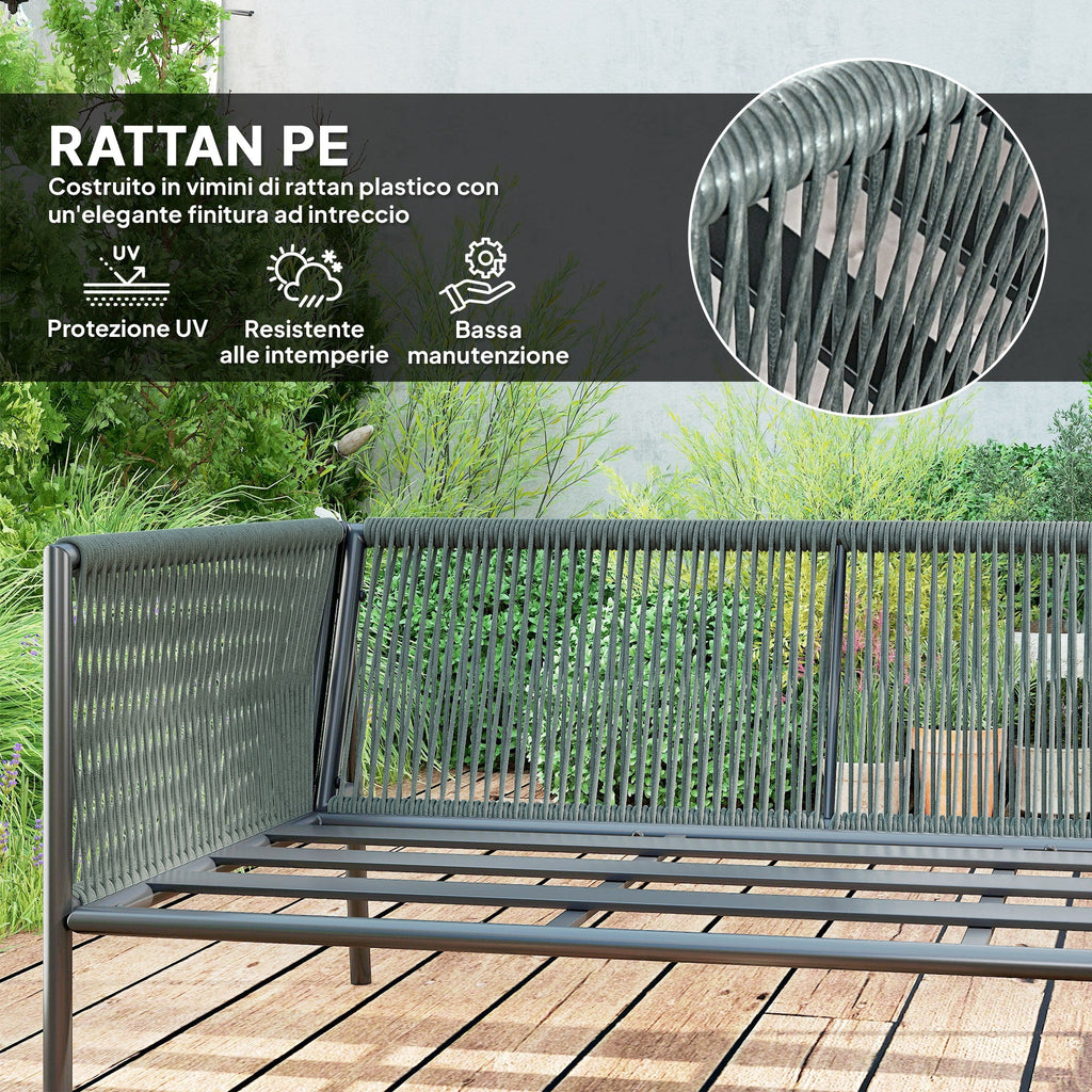 EasyComfort 4-delig rattan loungeset modulair, donkergrijs