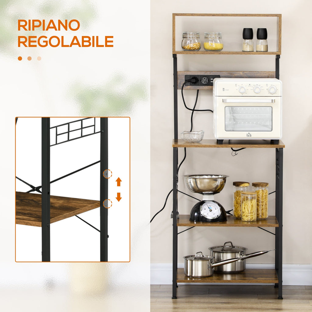 EasyComfort Scaffale Cucina keukenrek 60x42x153 cm met stopcontacten