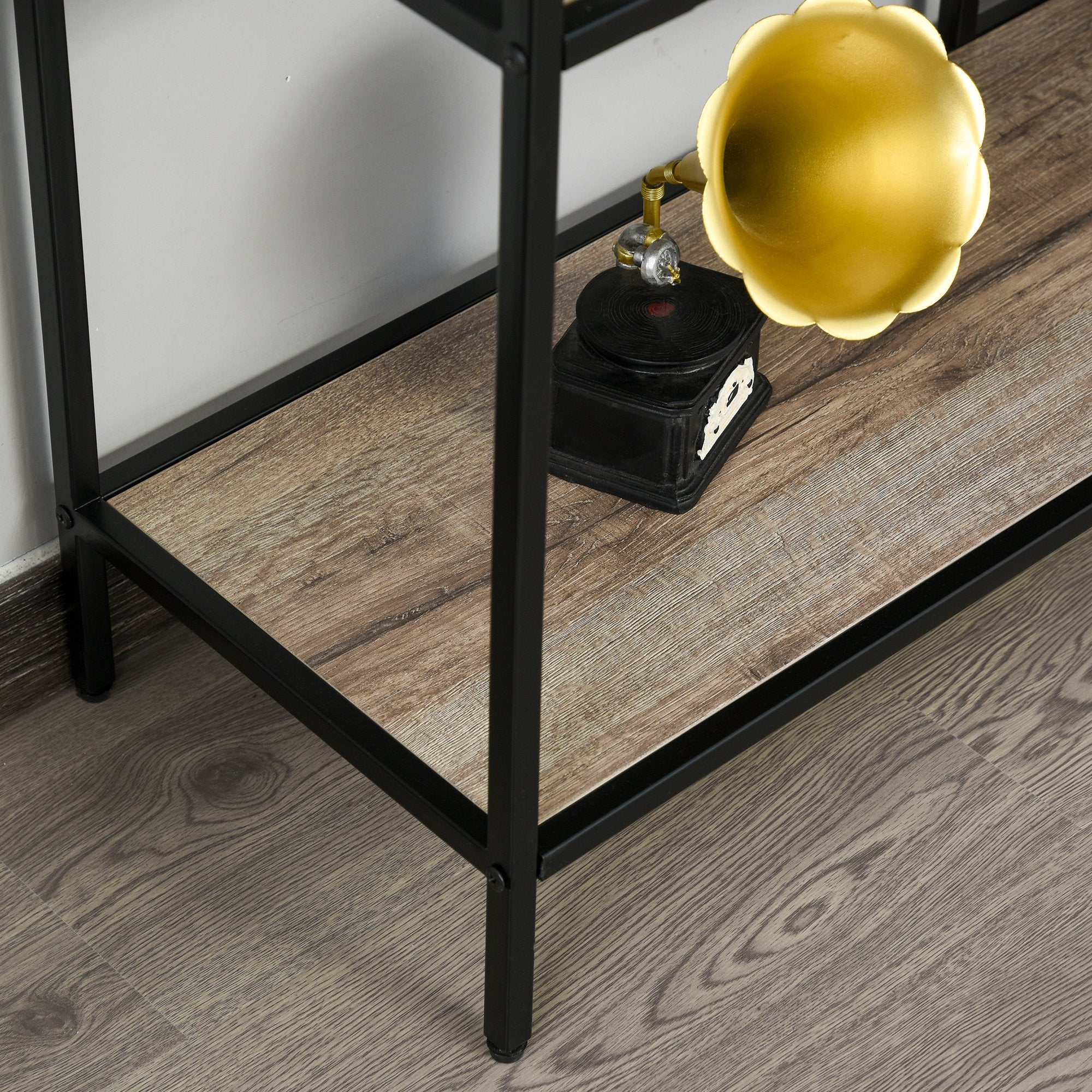Easycomfort Scaffale Libreria Asimmetrica in Stile Industriale, in Legno e Metallo black, 120x32x95cm