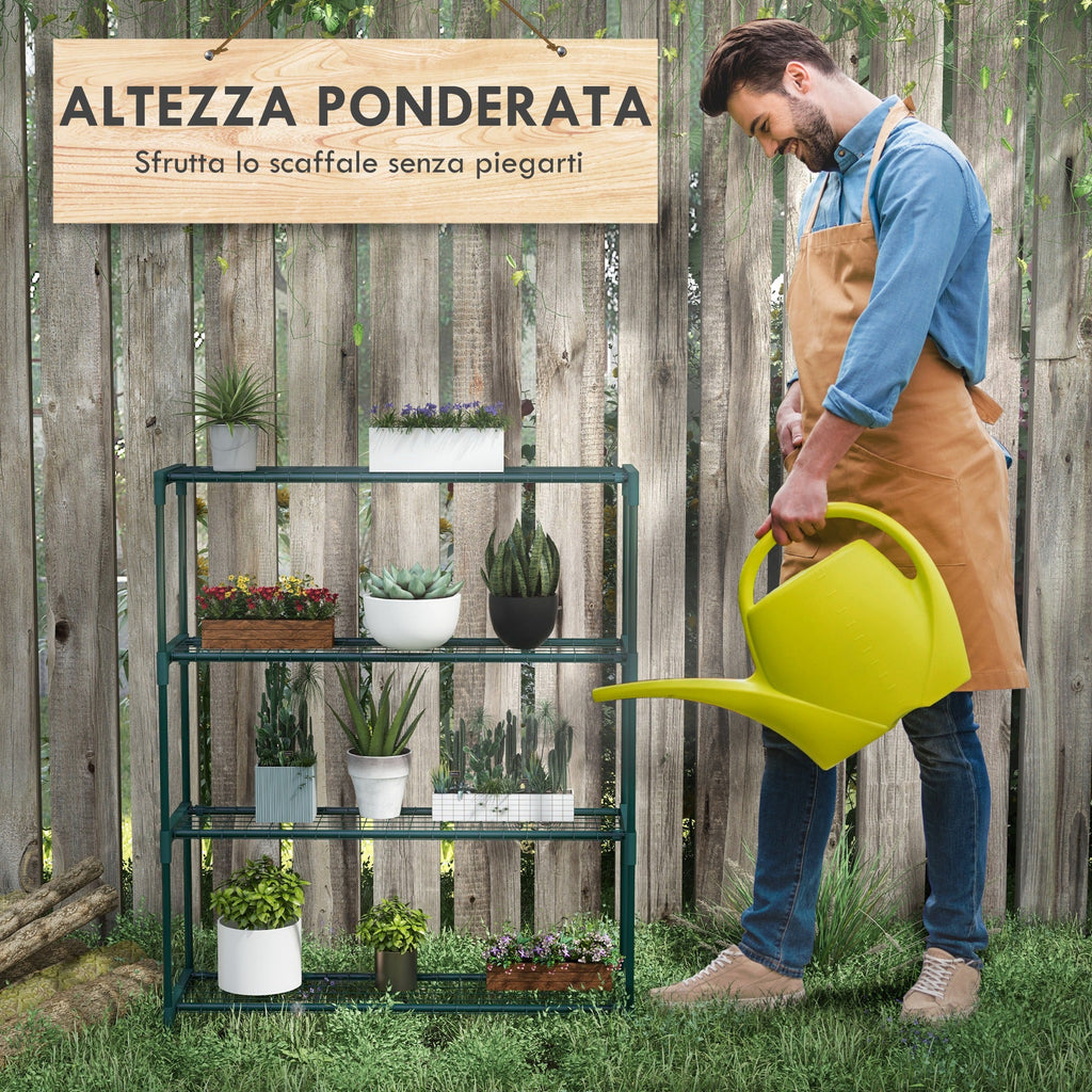 EasyComfort Plantenrek 4 niveaus, staal, 89x28x107 cm, groen