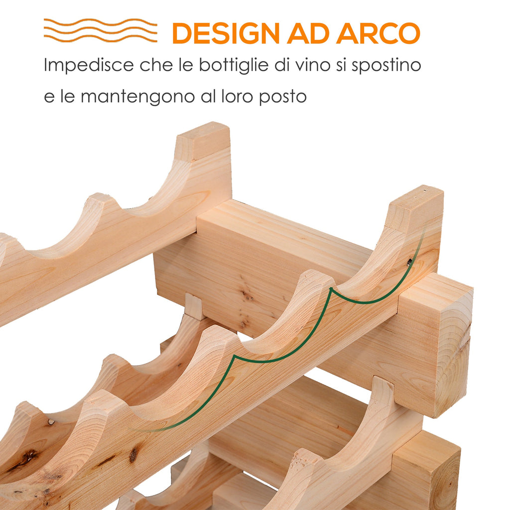 EasyComfort Scaffale Portabottiglie in Legno di Pino, Cantinetta with 6 Ripiani, Max 72 Bottiglie (100 kg), 114 x 28 x 80 cm
