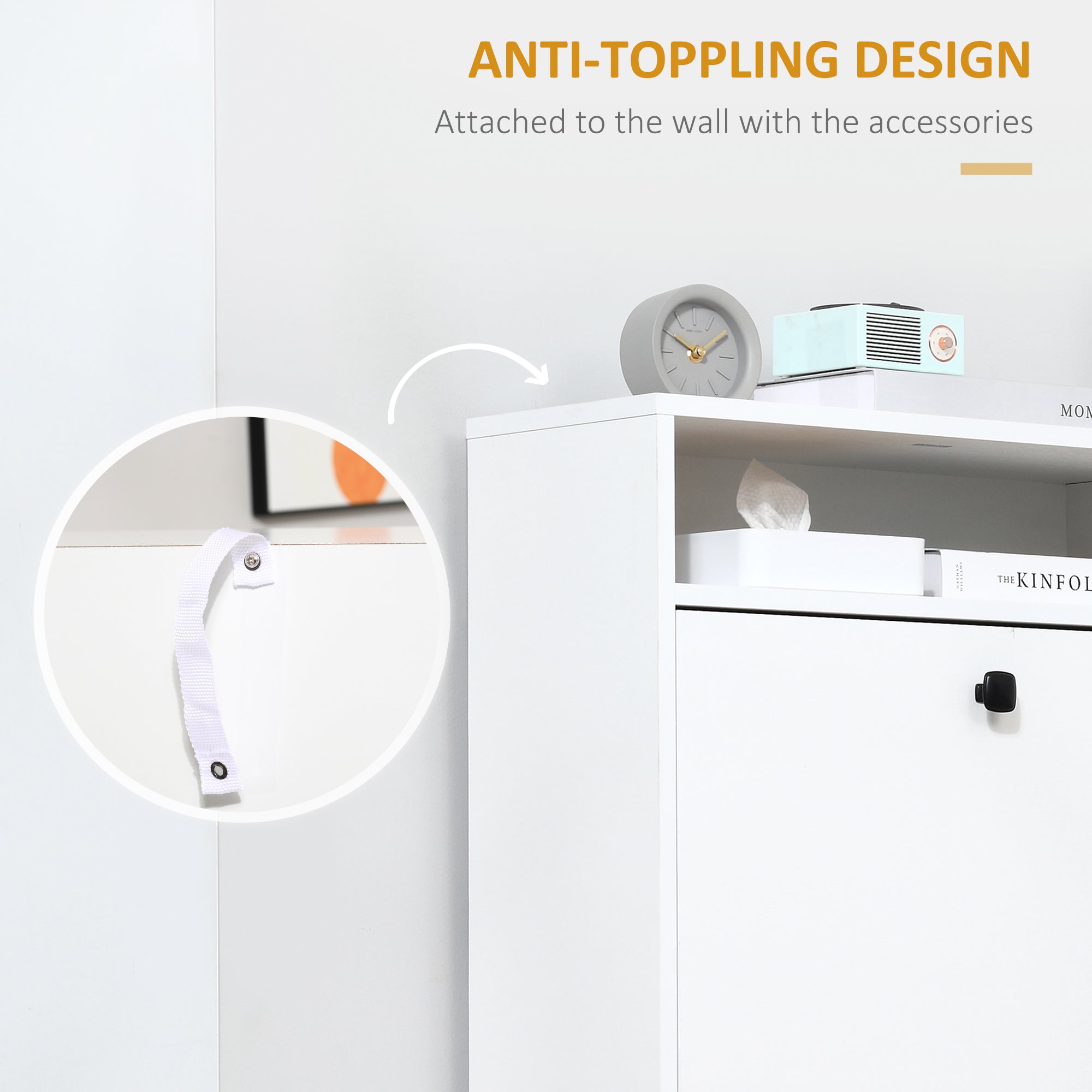 EasyComfort Scarpiera 3 Scompartimenti (18 Paia di Scarpe) e 1 Ripiano Portaoggetti white