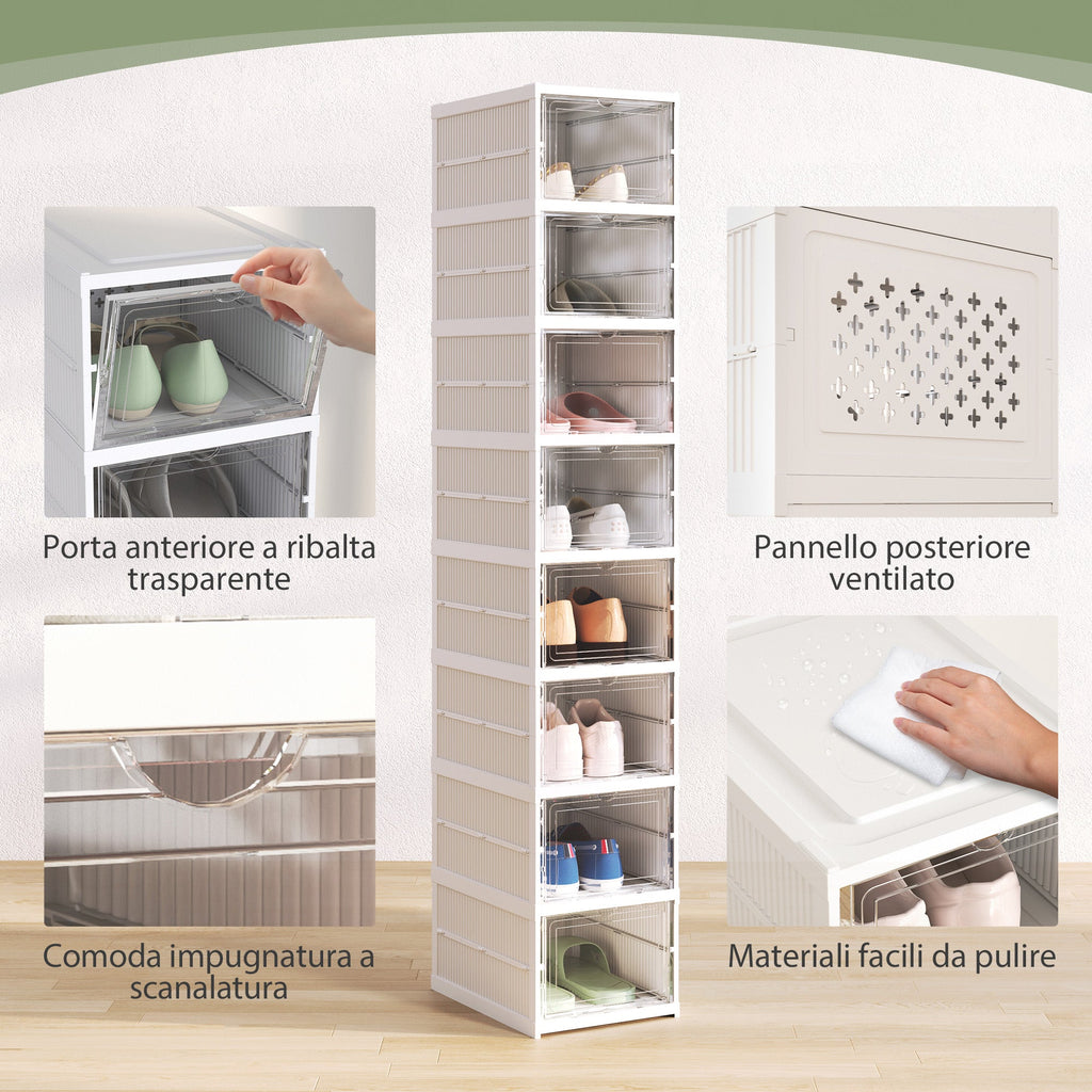EasyComfort Scarpiera schoenenopbergbox 8-vaks stapelbaar wit