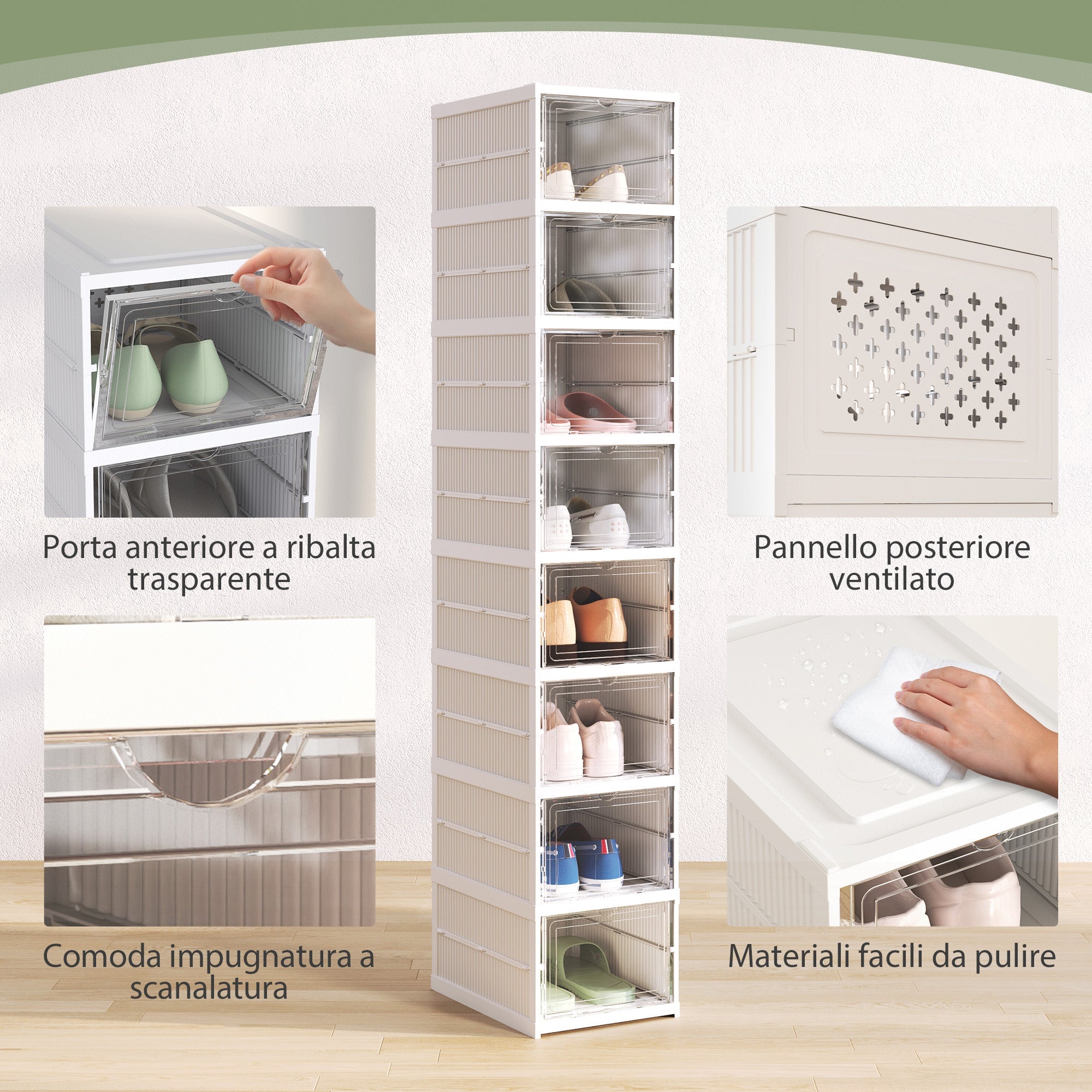 EasyComfort Scarpiera schoenenopbergbox 8-vaks stapelbaar wit