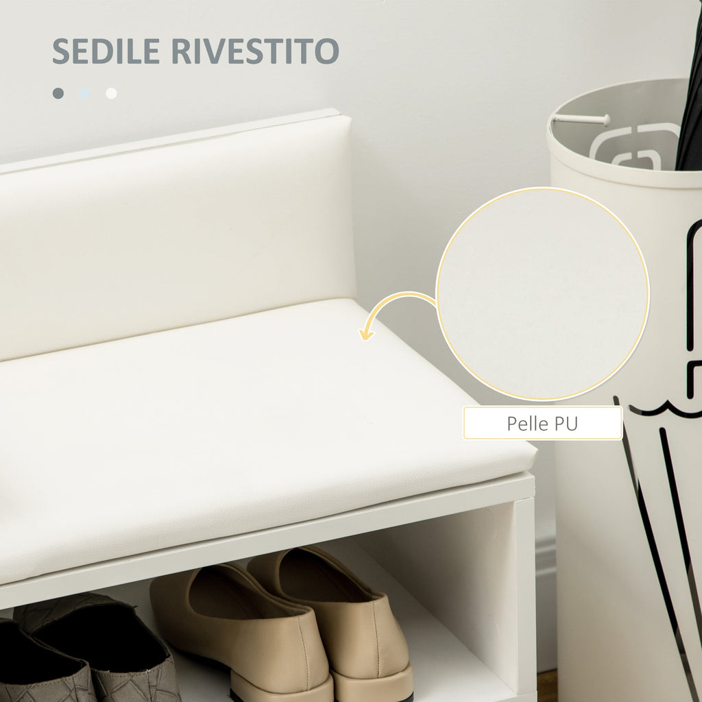 EasyComfort Scarpiera da Ingresso with Seduta Imbottita e Armadietto per 4 Paia di Scarpe, 80x33x49cm, white