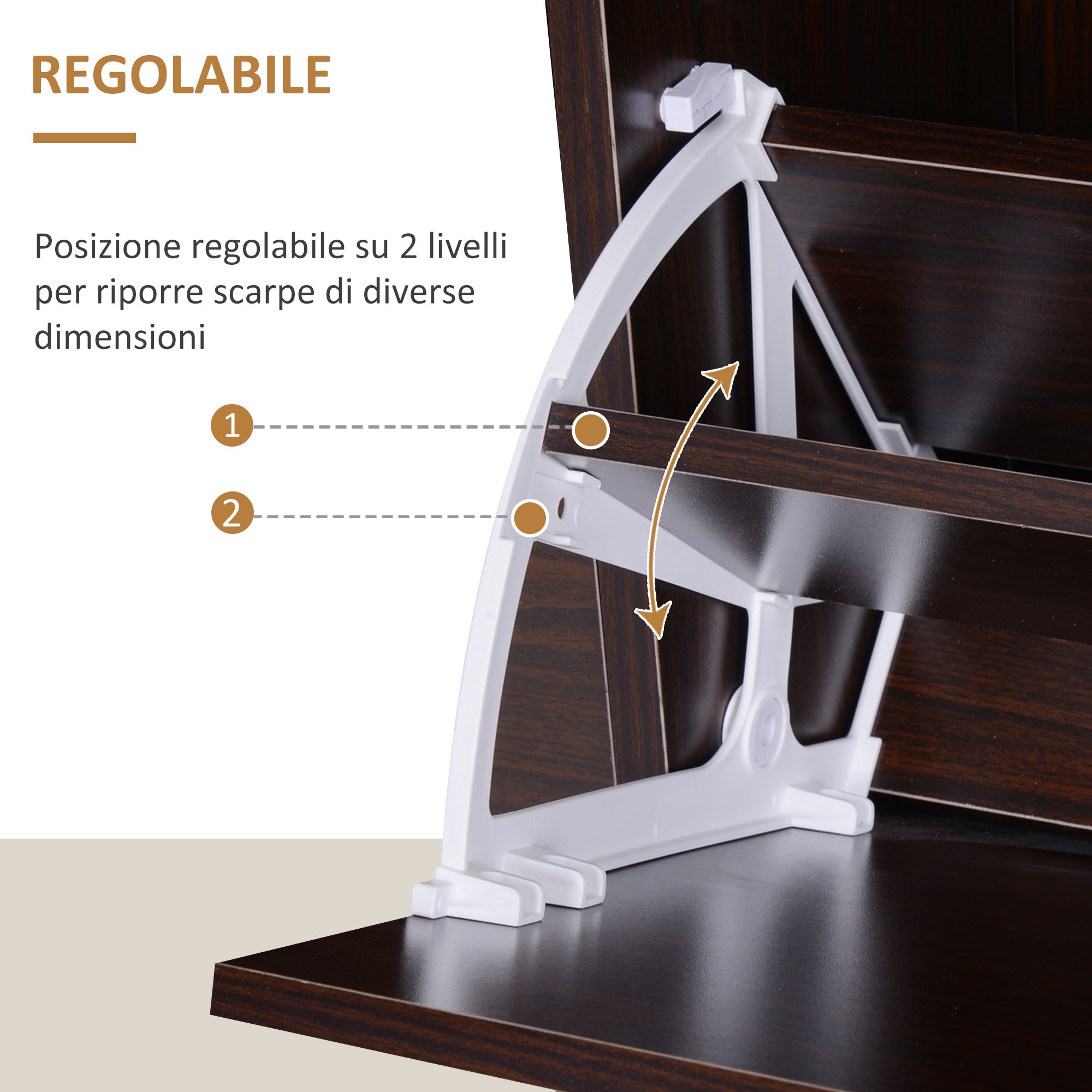 EasyComfort Scarpiera Salvaspazio da 24 Paia with Mensole Regolabili e 4 Cassetti, in Legno, 120x24x81cm, Marrone