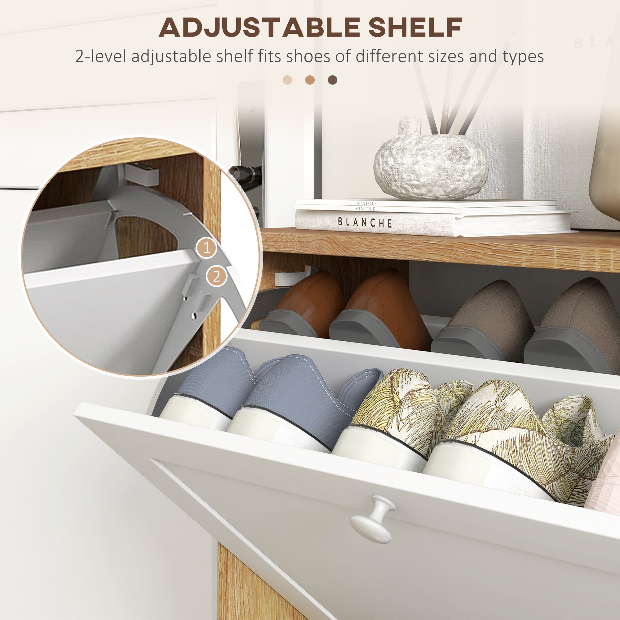 EasyComfort Scarpiera Slim schoenenkast voor 12 paar, 60x24.5x75.5 cm