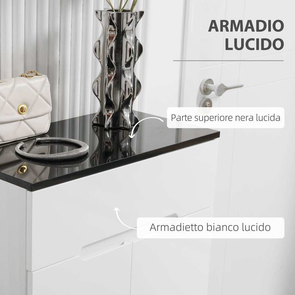 Easycomfort Scarpiera Slim da 12 Paia max per Ingressi with 3 Ripiani Regolabili e Cassetto, in Truciolato white, 60x32x100 cm